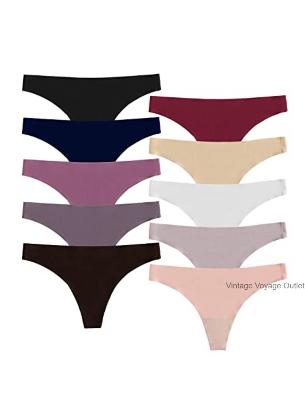 Seamless Thong Underwear No Show Low Rise Stretch Nylon Cotton Crotch 10 Pack